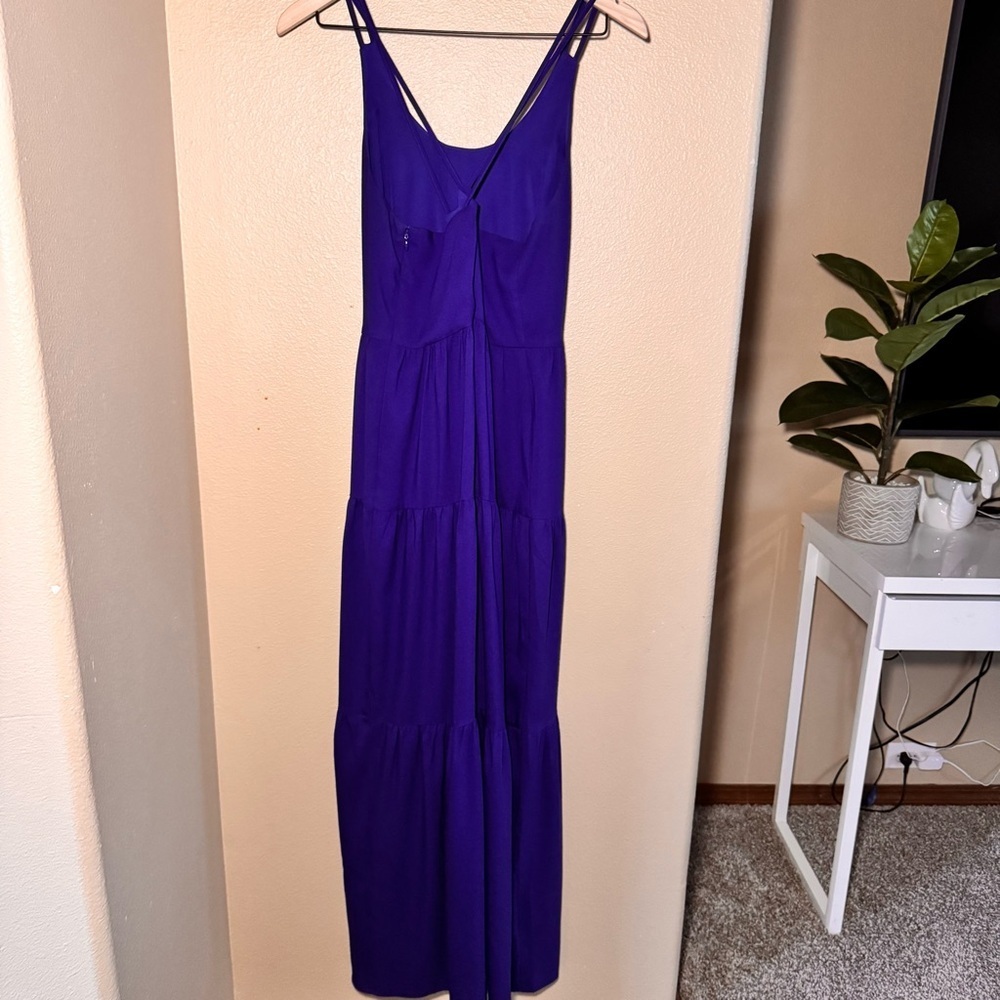 Ann Taylor Loft Tiered Maxi Full Length Sun Dress Cross Back Women’s size 4 - Picture 3 of 13